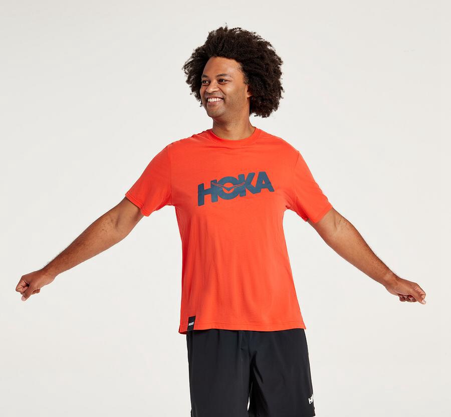 Hoka One One Brand - Men Tee - Red,Australia TGH-586394